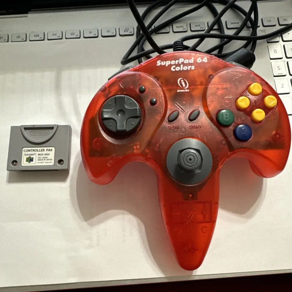 Nintendo 64 Controller Pak NUS-004 & SuperPad Colors Performance Red Controller